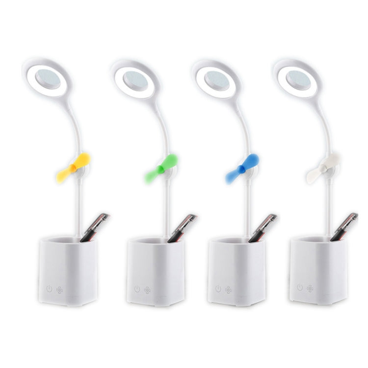 WS-8010 LED Fan Desk Lamp Bedside Desk USB Folding Desk Lamp, Colour: Pen Holder Yellow Fan Blade