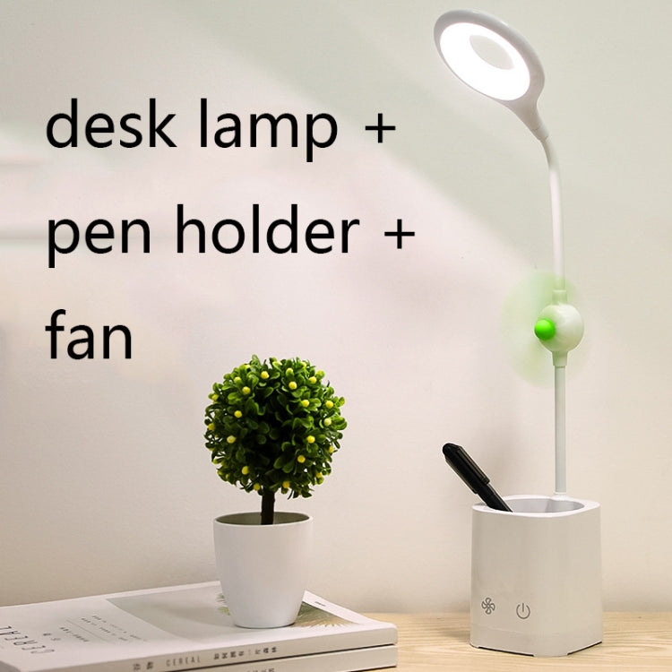 WS-8010 LED Fan Desk Lamp Bedside Desk USB Folding Desk Lamp, Colour: Pen Holder Yellow Fan Blade