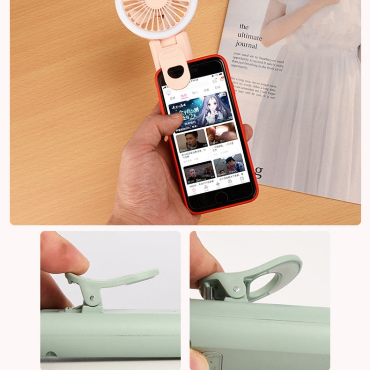 YS2214 Mini Mobile Phone Clip Small Fan Beauty Fill Light Portable USB Silent Desktop Fan