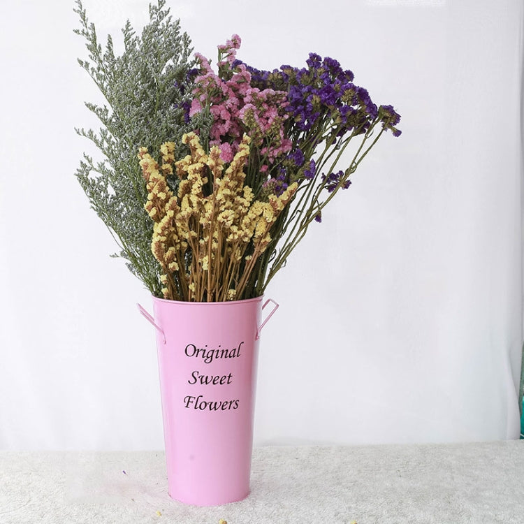 2 PCS Vintage Tin Flower Bucket Flower Pot Vase, Size: Mouth 13cm Bottom 10cm Height 20cm