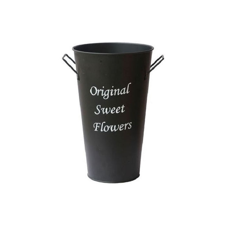 2 PCS Vintage Tin Flower Bucket Flower Pot Vase, Size: Mouth 13cm Bottom 10cm Height 20cm