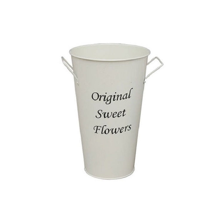 2 PCS Vintage Tin Flower Bucket Flower Pot Vase, Size: Mouth 13cm Bottom 10cm Height 20cm