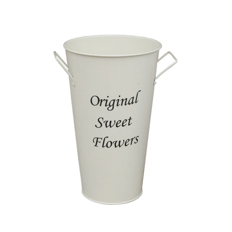 2 PCS Vintage Tin Flower Bucket Flower Pot Vase, Size: Mouth 18cm Bottom 13cm Height 33cm