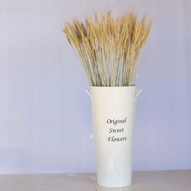 2 PCS Vintage Tin Flower Bucket Flower Pot Vase, Size: Mouth 18cm Bottom 13cm Height 33cm
