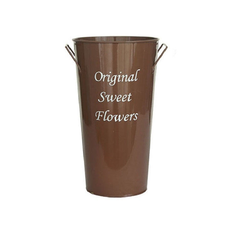 2 PCS Vintage Tin Flower Bucket Flower Pot Vase, Size: Mouth 18cm Bottom 13cm Height 33cm