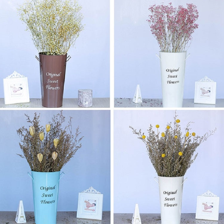 2 PCS Vintage Tin Flower Bucket Flower Pot Vase, Size: Mouth 18cm Bottom 13cm Height 33cm