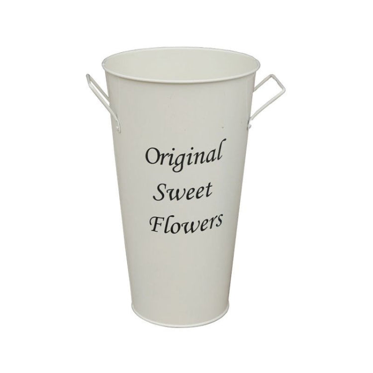 2 PCS Vintage Tin Flower Bucket Flower Pot Vase, Size: Mouth 20cm Bottom 14cm Height 40cm