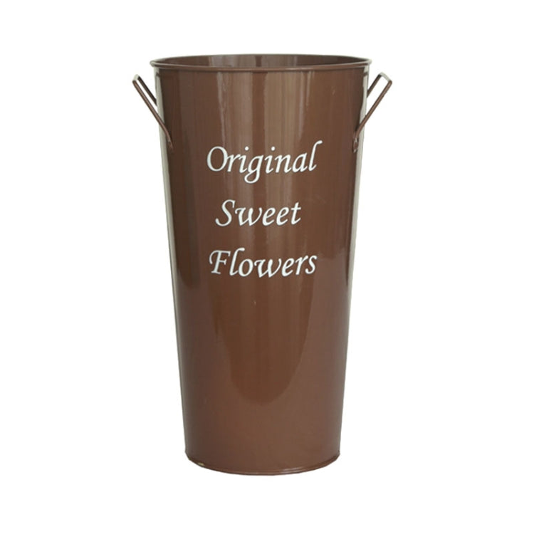 2 PCS Vintage Tin Flower Bucket Flower Pot Vase, Size: Mouth 20cm Bottom 14cm Height 40cm