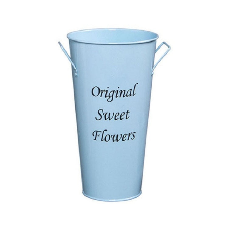 2 PCS Vintage Tin Flower Bucket Flower Pot Vase, Size: Mouth 20cm Bottom 14cm Height 40cm