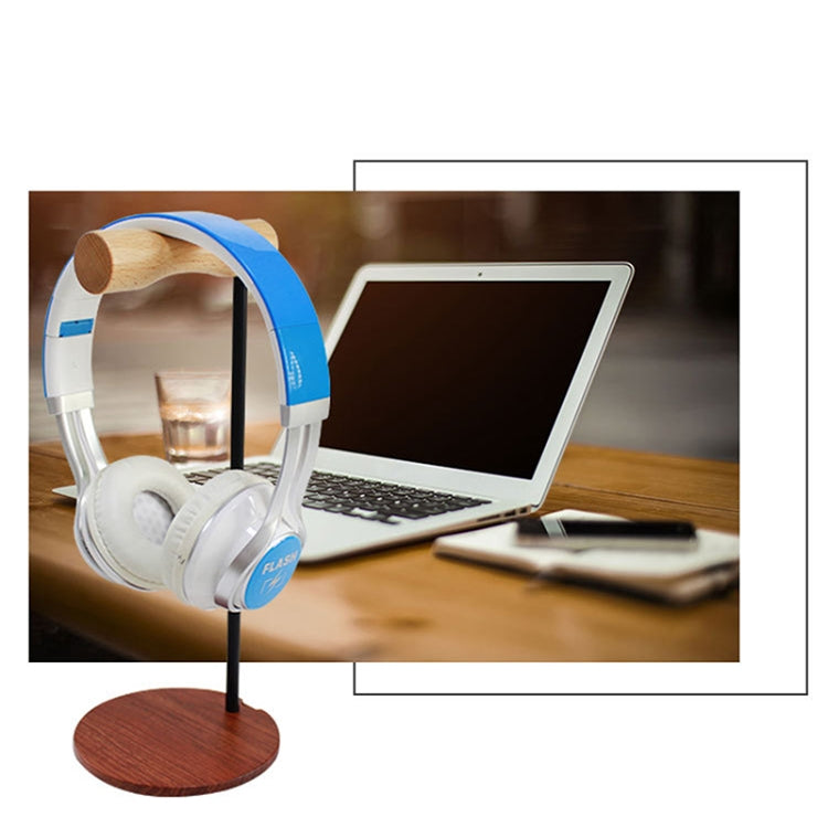 Creative Metal Rod Wooden Head-mounted Headphone Stand Display Holder, Colour: Single-sided White Metal Rod