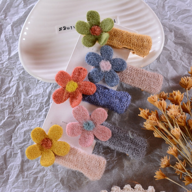 10 PCS Imitation Cashmere Flower Hairpin Student Plush Bangs Clip, Color Random Deilvery