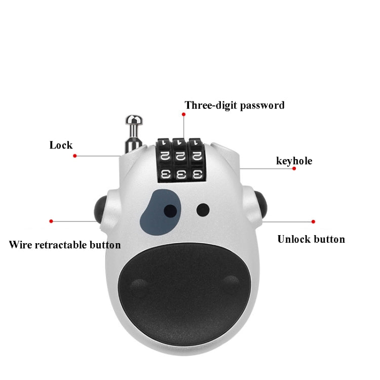 Portable Bicycle Motorcycle Anti-Theft Lock Telescopic Wire Lock Cartoon Cow Password Lock