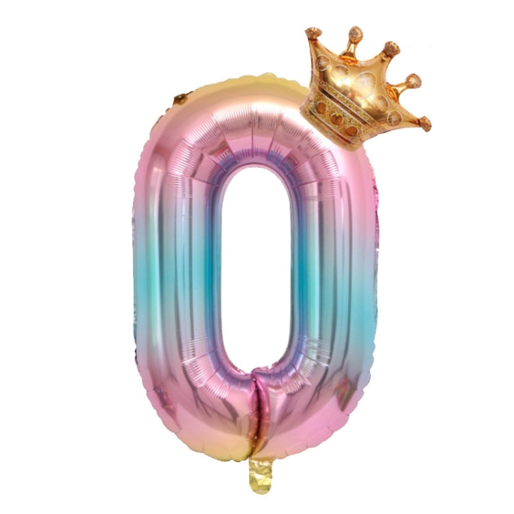 5 PCS 32-Inch Gradient Color Crown Digital Balloon Children Birthday Decoration Film Balloon