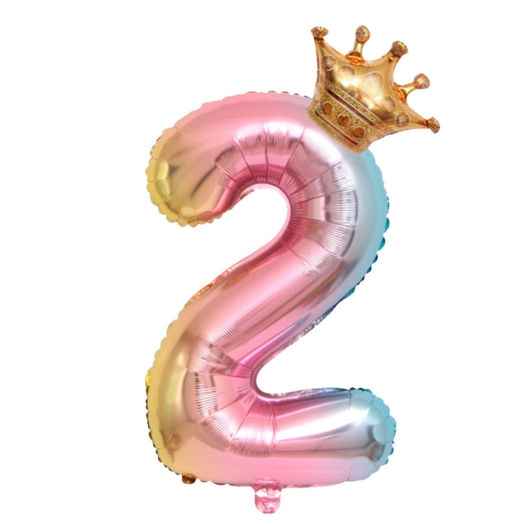 5 PCS 32-Inch Gradient Color Crown Digital Balloon Children Birthday Decoration Film Balloon