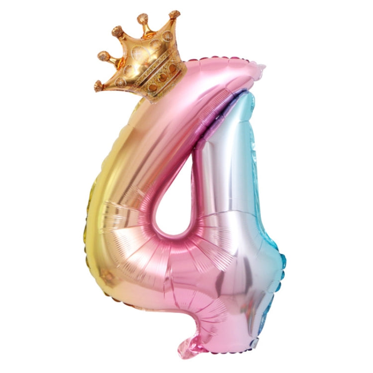 5 PCS 32-Inch Gradient Color Crown Digital Balloon Children Birthday Decoration Film Balloon