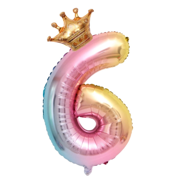 5 PCS 32-Inch Gradient Color Crown Digital Balloon Children Birthday Decoration Film Balloon