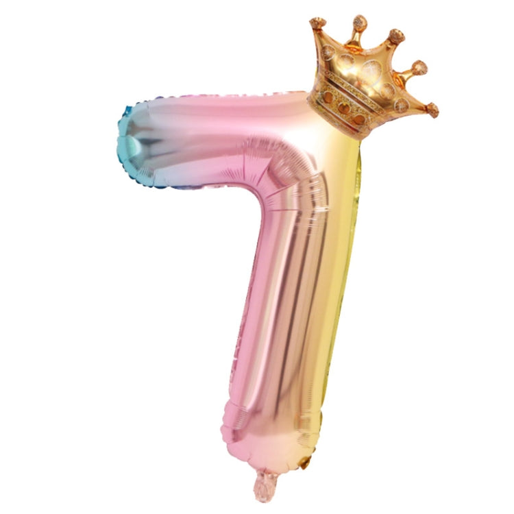 5 PCS 32-Inch Gradient Color Crown Digital Balloon Children Birthday Decoration Film Balloon
