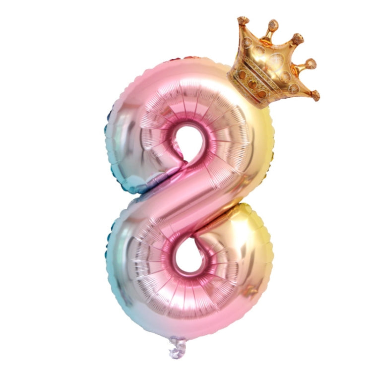 5 PCS 32-Inch Gradient Color Crown Digital Balloon Children Birthday Decoration Film Balloon