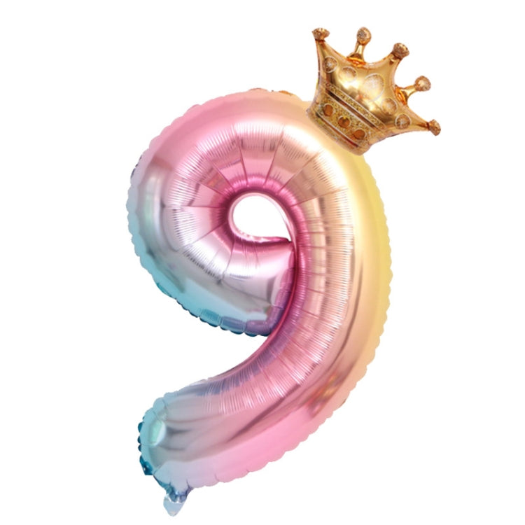 5 PCS 32-Inch Gradient Color Crown Digital Balloon Children Birthday Decoration Film Balloon