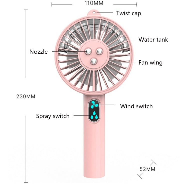 C350 Handheld Mini Spray Moisturizing Fan Student USB Portable Humidifier Fan, Colour: Double Spray Gem Green