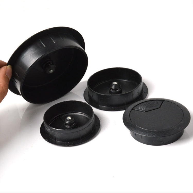 20 PCS ABS Plastic Round Cable Box Computer Desk Cable Hole Cover, Specification: 50mm (Black)