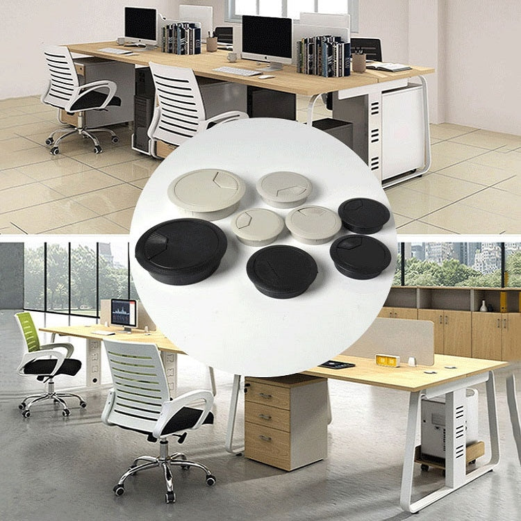 20 PCS ABS Plastic Round Cable Box Computer Desk Cable Hole Cover, Specification: 50mm (Black)