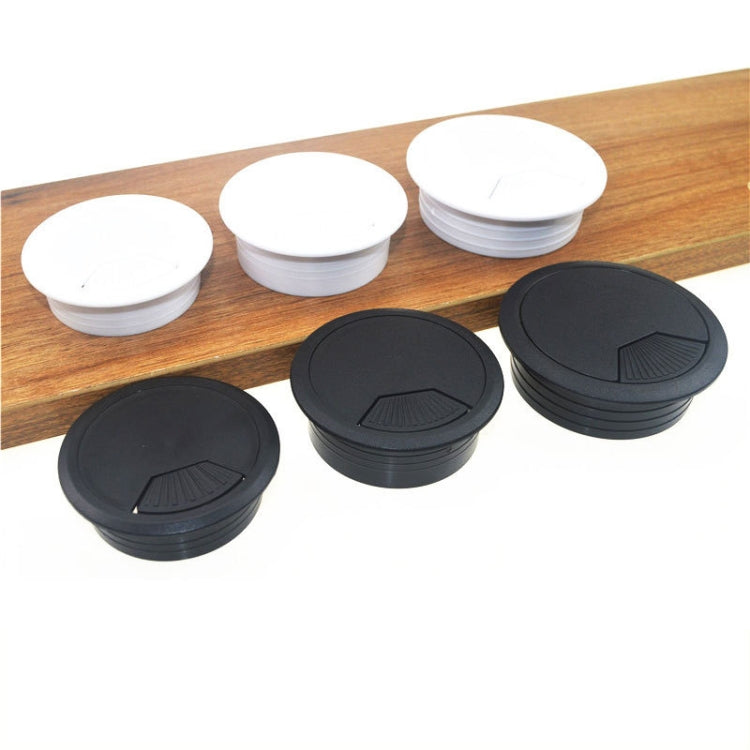 20 PCS ABS Plastic Round Cable Box Computer Desk Cable Hole Cover, Specification: 53mm (Black)