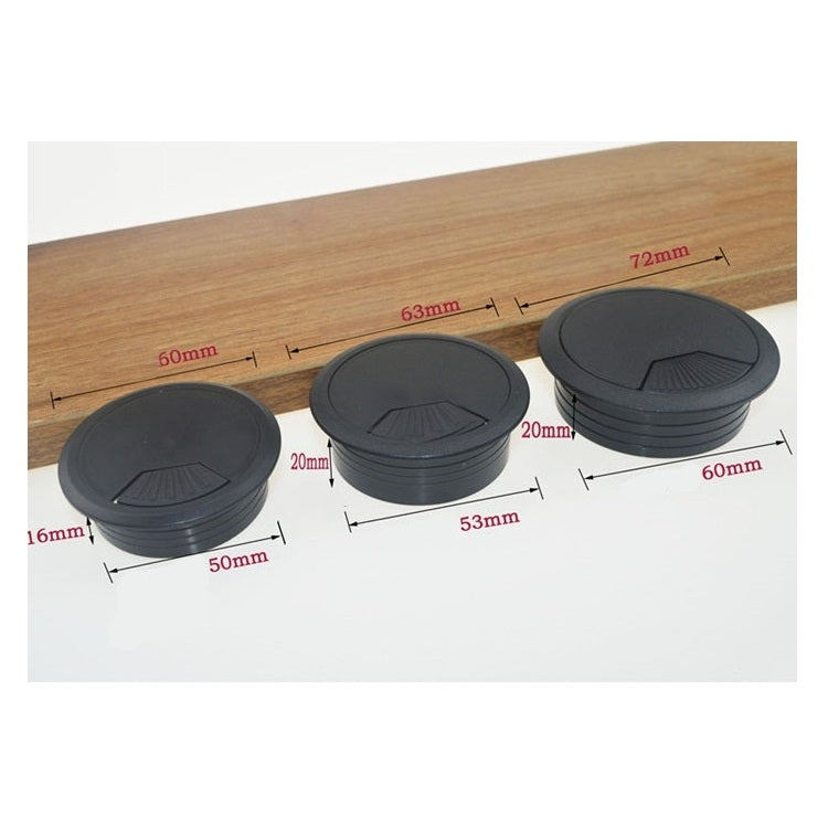 20 PCS ABS Plastic Round Cable Box Computer Desk Cable Hole Cover, Specification: 53mm (Black)