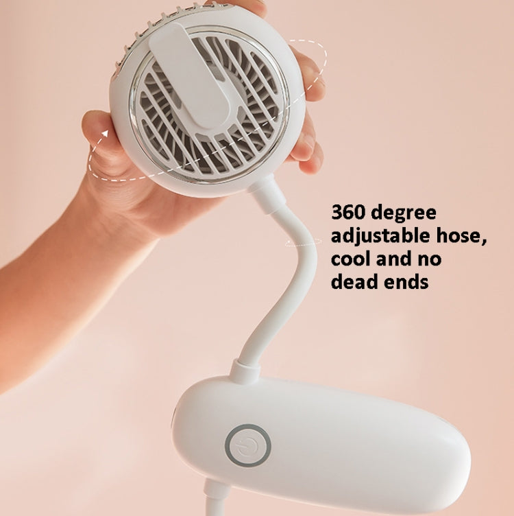 Multifunctional Double Head Hanging Neck Fan Mini Folding Waist Hanging Fan USB Charging Desktop Handheld Electric Fan(Green)