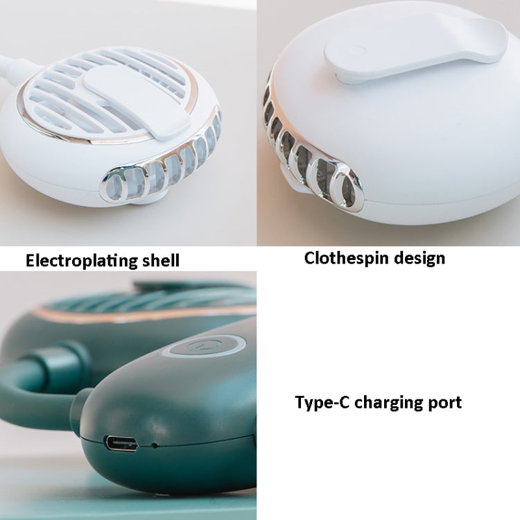Multifunctional Double Head Hanging Neck Fan Mini Folding Waist Hanging Fan USB Charging Desktop Handheld Electric Fan(Green)