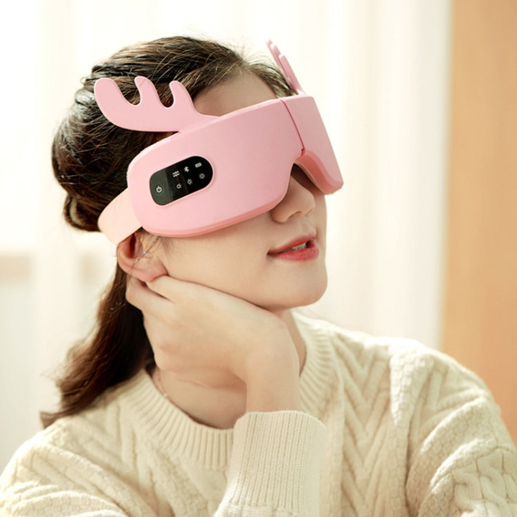 Antler Eye Protection Device USB Intelligent Vibration Hot Compress Eye Mask Automatic Timing Eye Massager(Pink)