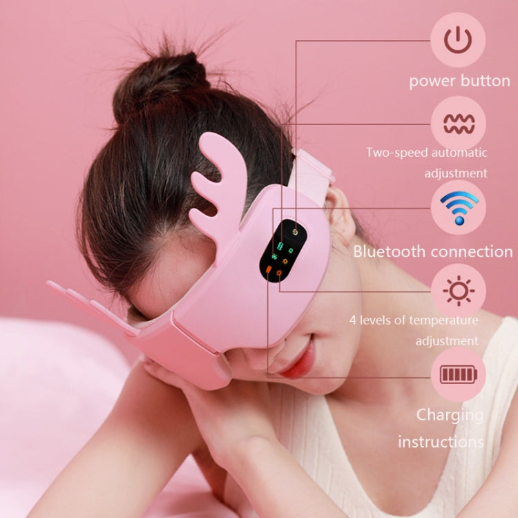 Antler Eye Protection Device USB Intelligent Vibration Hot Compress Eye Mask Automatic Timing Eye Massager(Pink)