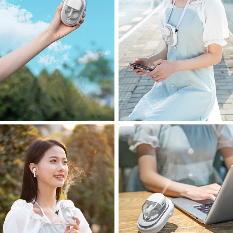 M3 Hanging Neck Aromatherapy Fan USB Mini Portable Household Outdoor Fan, Colour: White Gray Spray