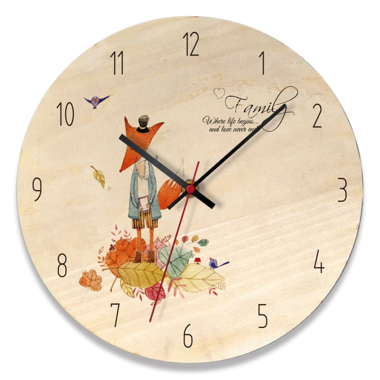 Cartoon Clocks Living Room Decoration Retro Creative Wall Clock Simple Wooden Wall Clock