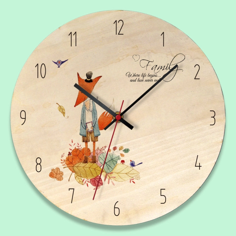 Cartoon Clocks Living Room Decoration Retro Creative Wall Clock Simple Wooden Wall Clock