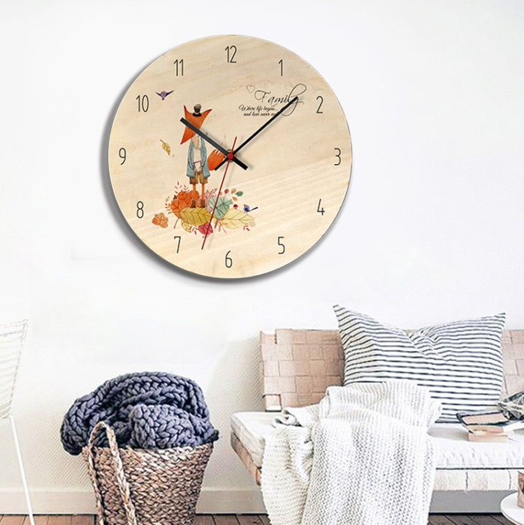 Cartoon Clocks Living Room Decoration Retro Creative Wall Clock Simple Wooden Wall Clock