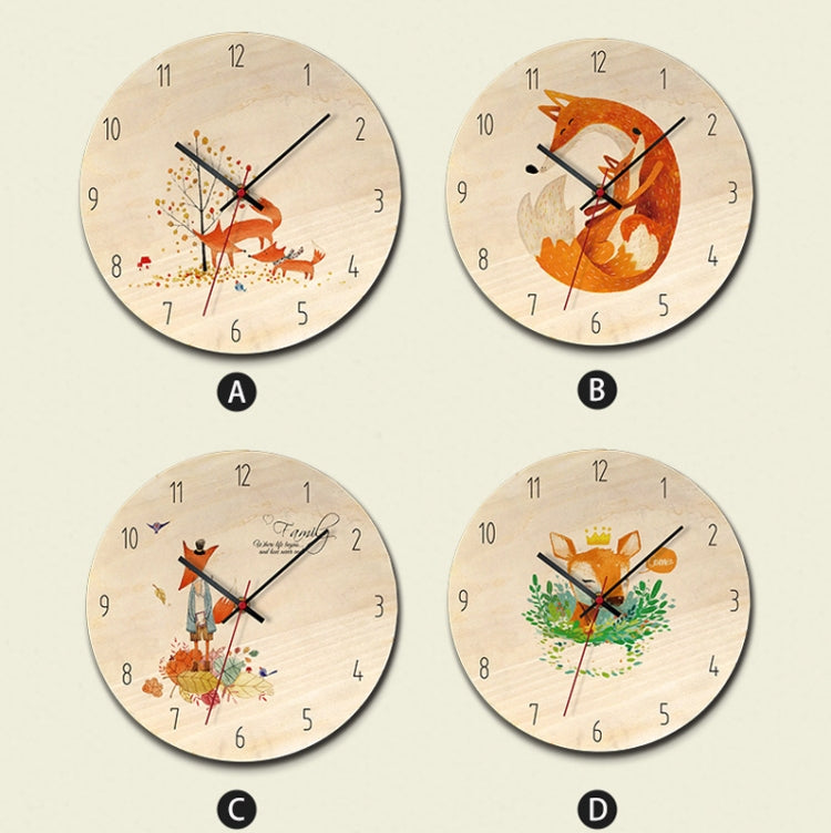 Cartoon Clocks Living Room Decoration Retro Creative Wall Clock Simple Wooden Wall Clock