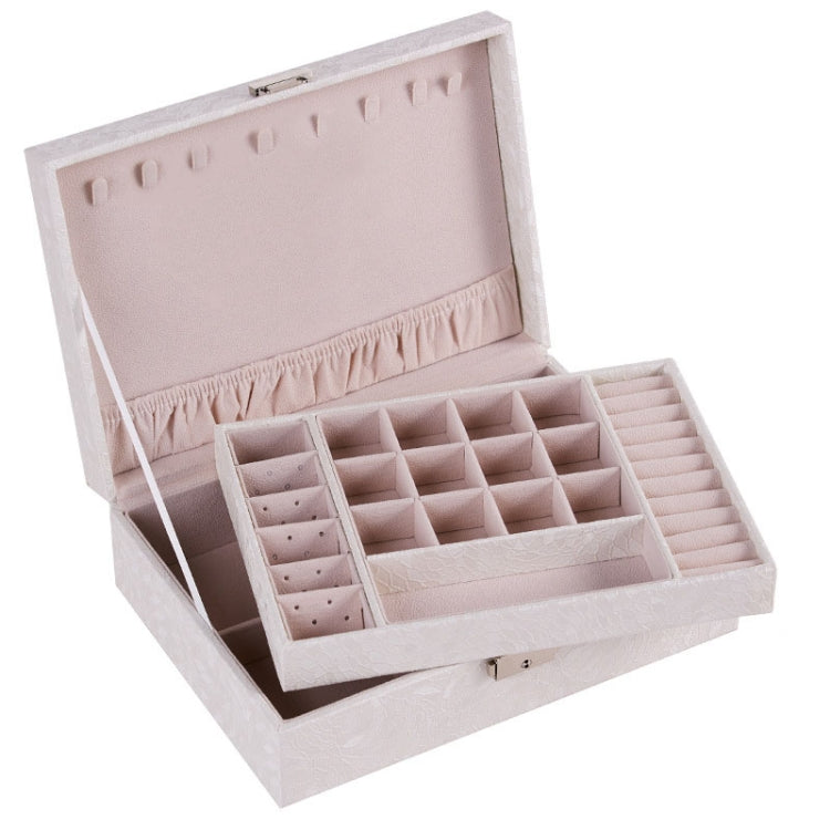 Multi-Layer Flip Cover With Lock Jewelry Box Solid Color Jewelry Desktop Storage Box
