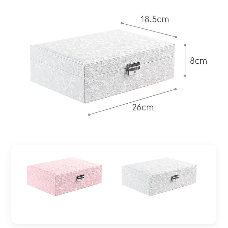 Multi-Layer Flip Cover With Lock Jewelry Box Solid Color Jewelry Desktop Storage Box