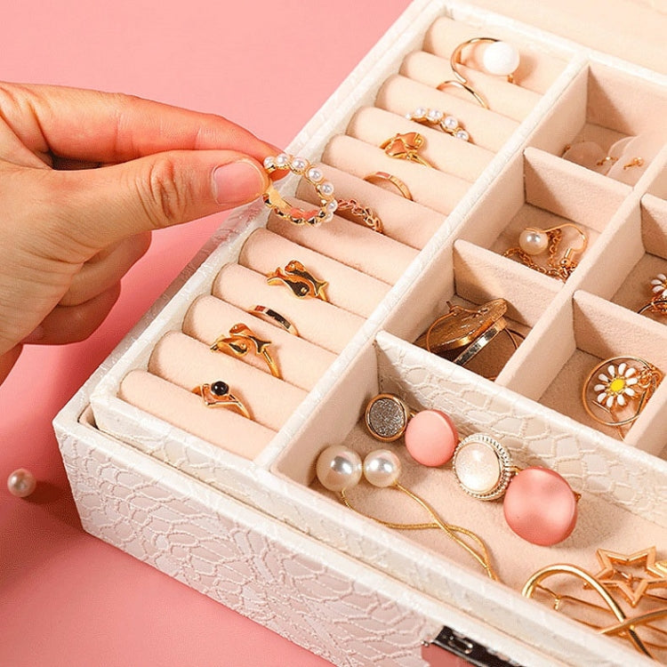 Multi-Layer Flip Cover With Lock Jewelry Box Solid Color Jewelry Desktop Storage Box