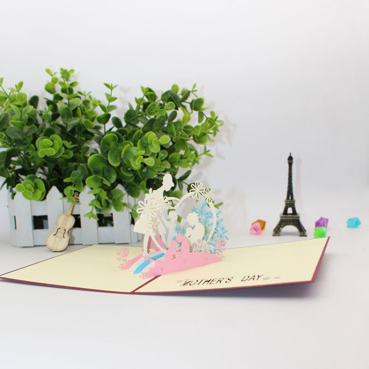2 PCS 3D Stereo Greeting Card Handmade DIY Mother Day Paper-Cut Card