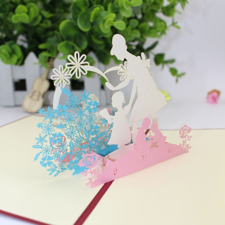 2 PCS 3D Stereo Greeting Card Handmade DIY Mother Day Paper-Cut Card