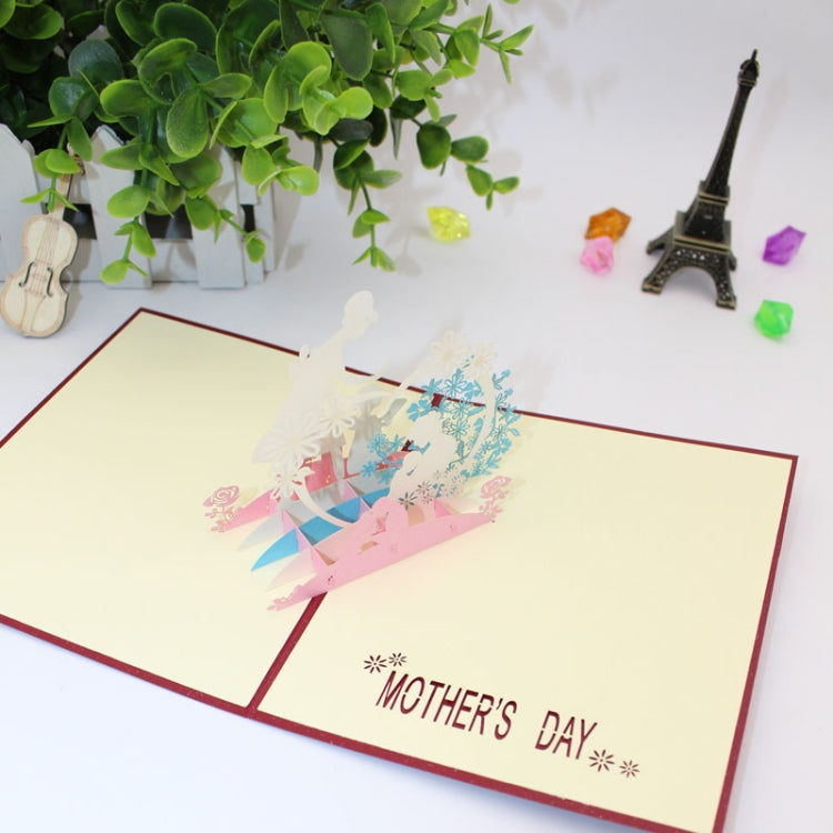 2 PCS 3D Stereo Greeting Card Handmade DIY Mother Day Paper-Cut Card