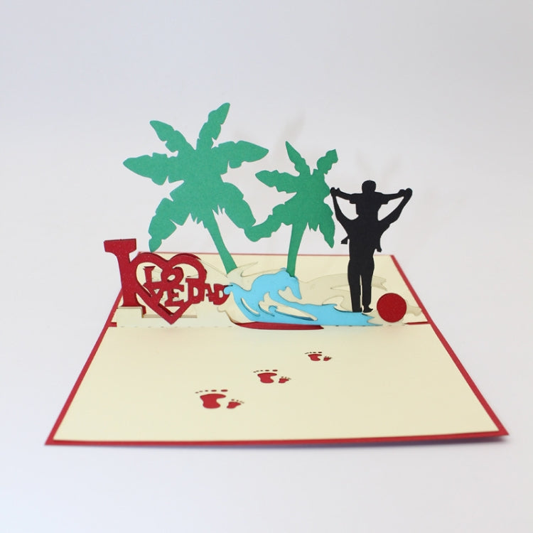 2 PCS 3D Three-Dimensional Greeting Card Father Day Mother Day Blessing Card