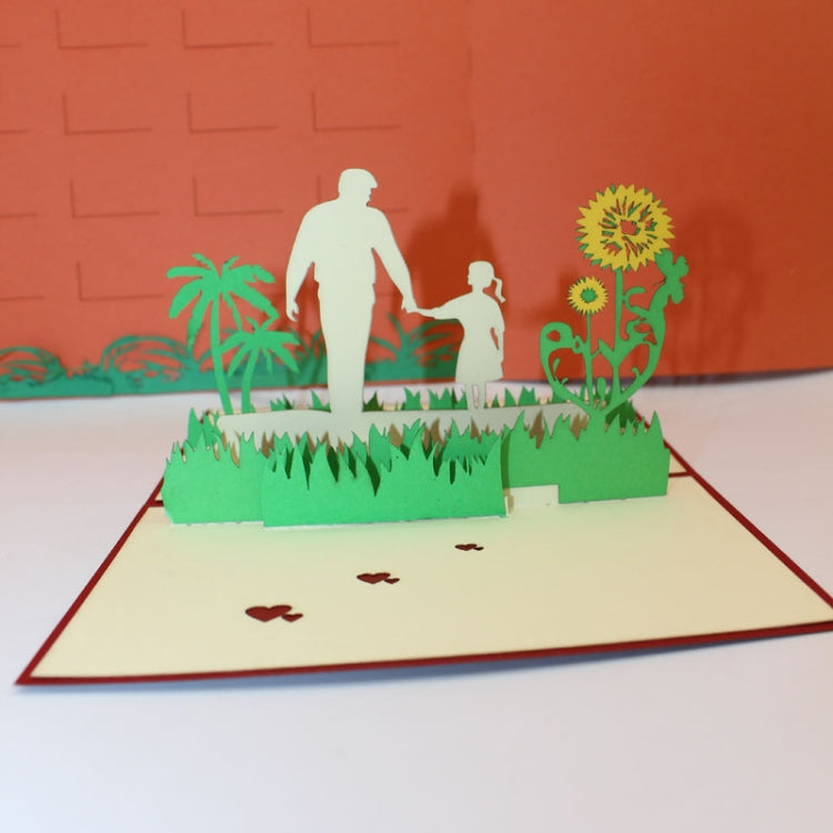 2 PCS 3D Three-Dimensional Greeting Card Father Day Mother Day Blessing Card