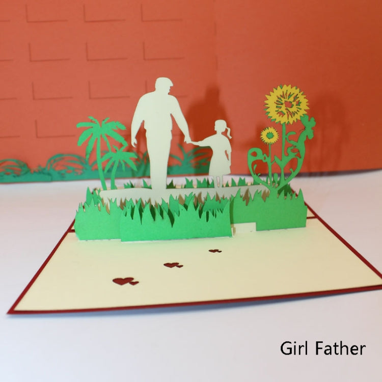 2 PCS 3D Three-Dimensional Greeting Card Father Day Mother Day Blessing Card