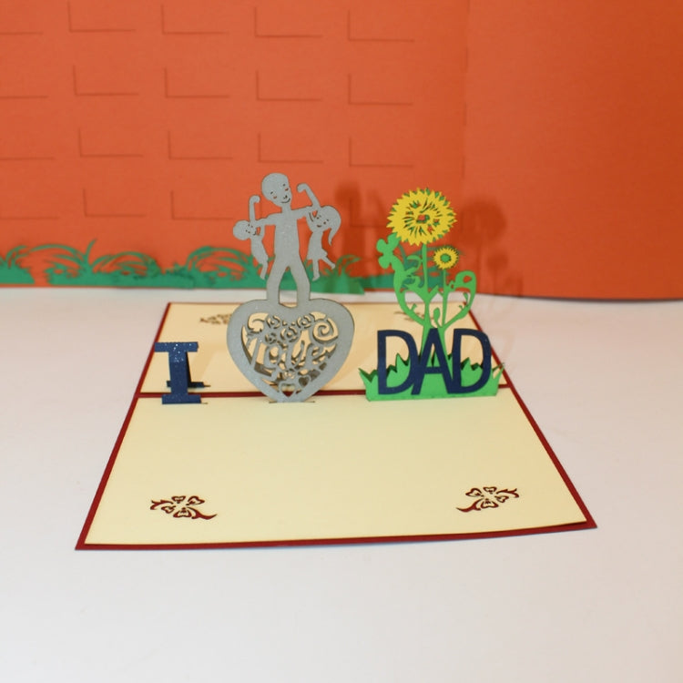 2 PCS 3D Three-Dimensional Greeting Card Father Day Mother Day Blessing Card