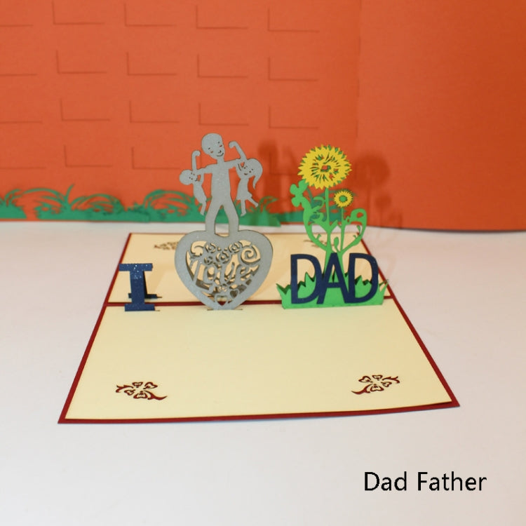 2 PCS 3D Three-Dimensional Greeting Card Father Day Mother Day Blessing Card