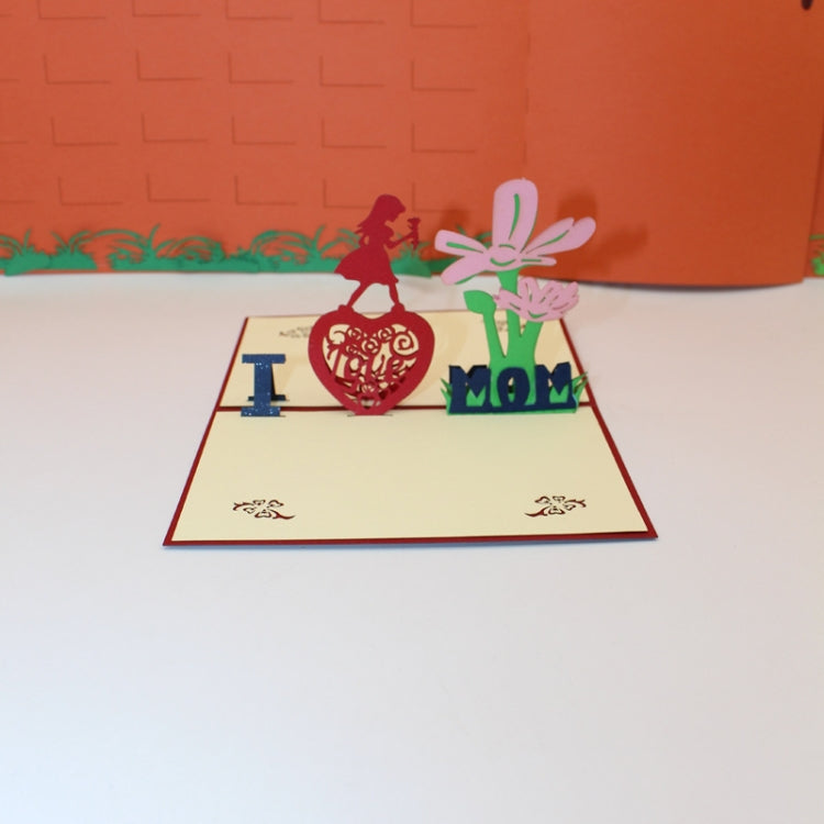 2 PCS 3D Three-Dimensional Greeting Card Father Day Mother Day Blessing Card
