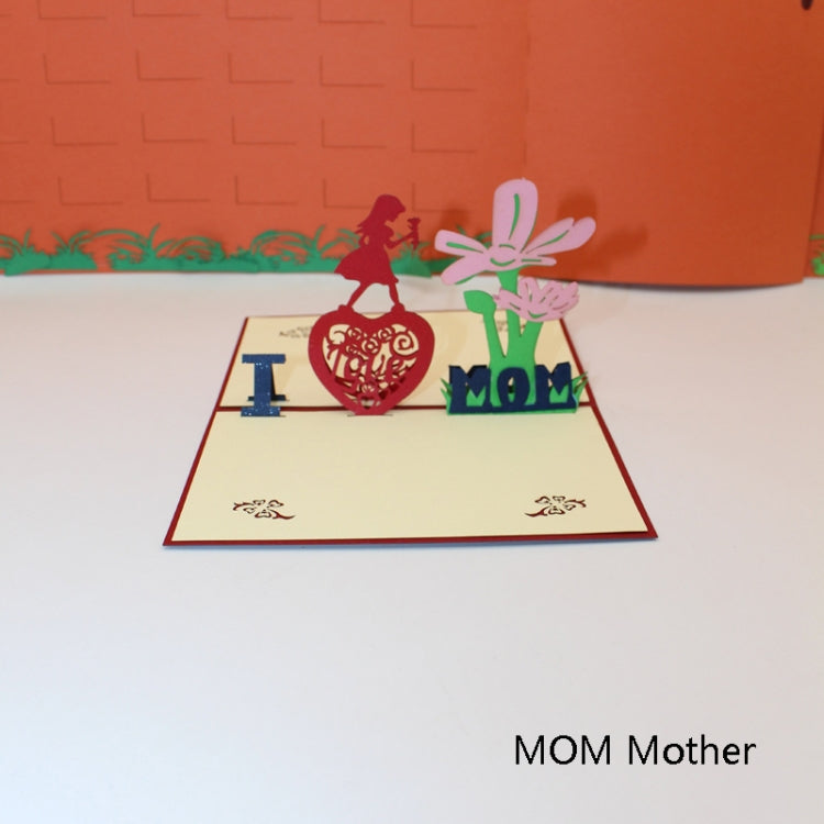 2 PCS 3D Three-Dimensional Greeting Card Father Day Mother Day Blessing Card